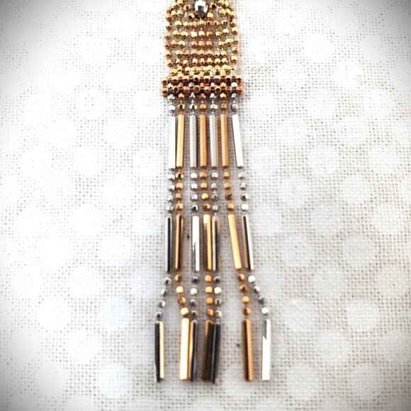 14K Rose, White & Yellow Gold Tri-Color Beaded Lariat Necklace - 17\